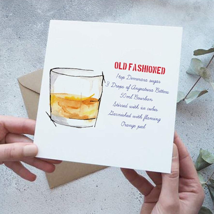 Old Fashioned Cocktail Recipe Card - Yellowstone Art Boutique