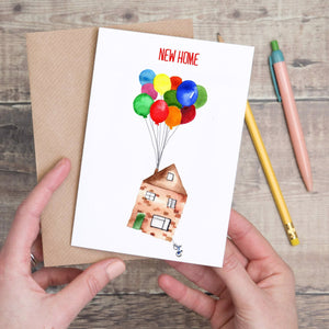 New Home House with balloons Card - Yellowstone Art Boutique