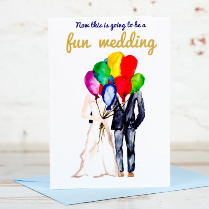 Fun Wedding Day Balloons Card - Yellowstone Art Boutique