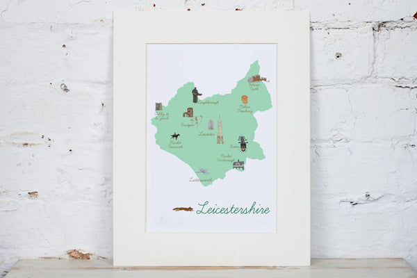 Leicestershire Map Art Print - Yellowstone Art Boutique