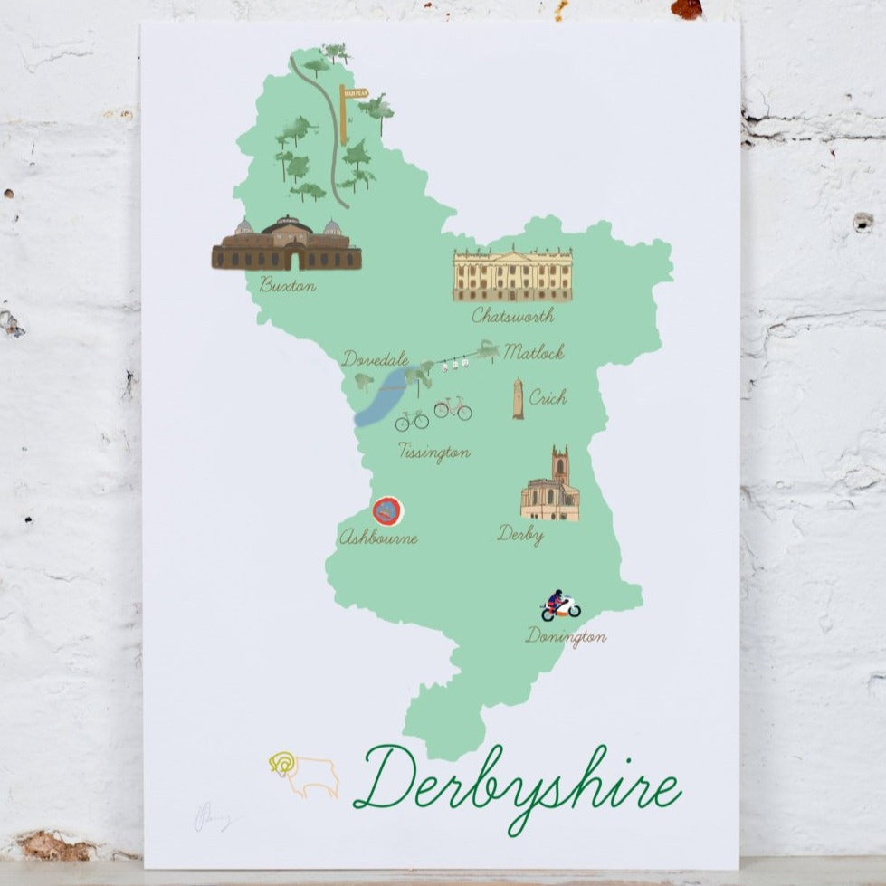 Derbyshire Map Art Print - Yellowstone Art Boutique