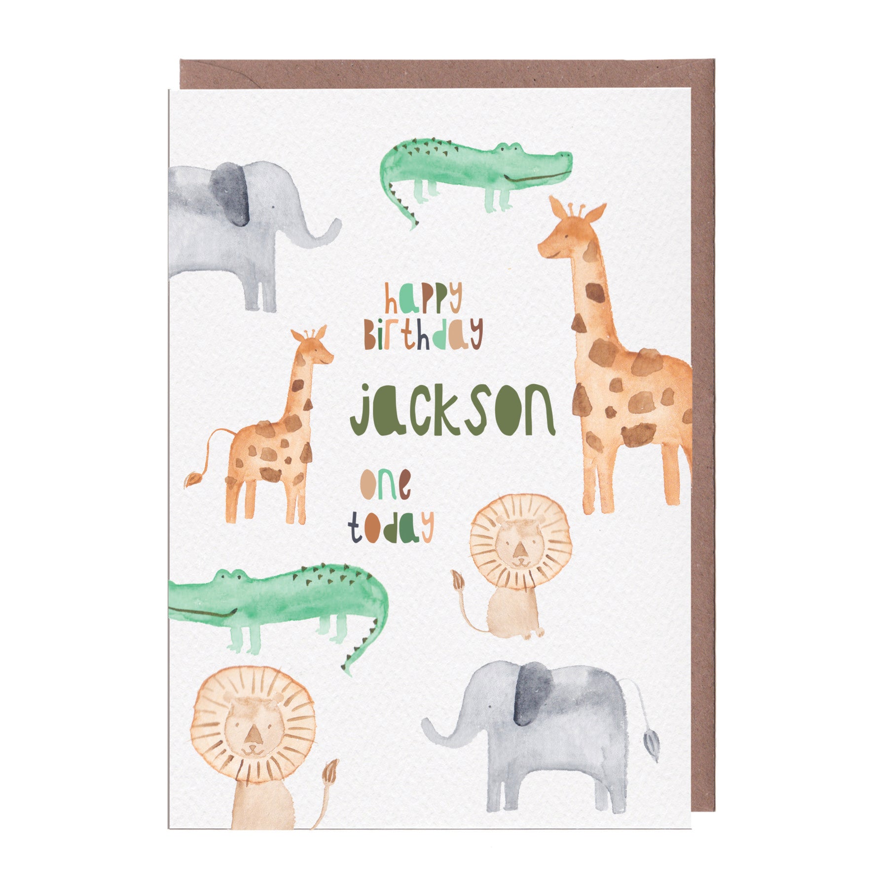 Large A5 Safari Animals Birthday Card