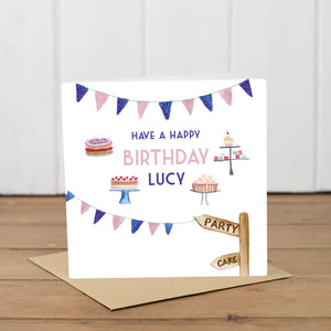 Personalised Party Cakes Birthday Card - Yellowstone Art Boutique