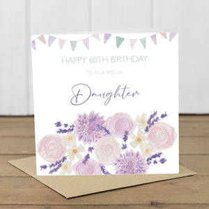 Personalised Purple Flowers Birthday Card - Yellowstone Art Boutique
